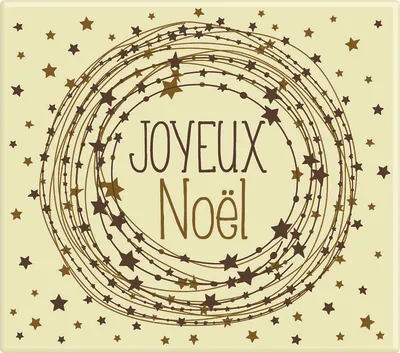 Décor embout de bûche carré au chocolat blanc « Joyeux Noël »